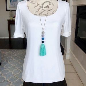 White House Black Market White Puff Sleeve Blouse